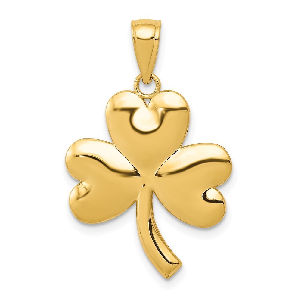 Million Charms 14k Yellow Gold Clover Shamrock Necklace Charm Pendant